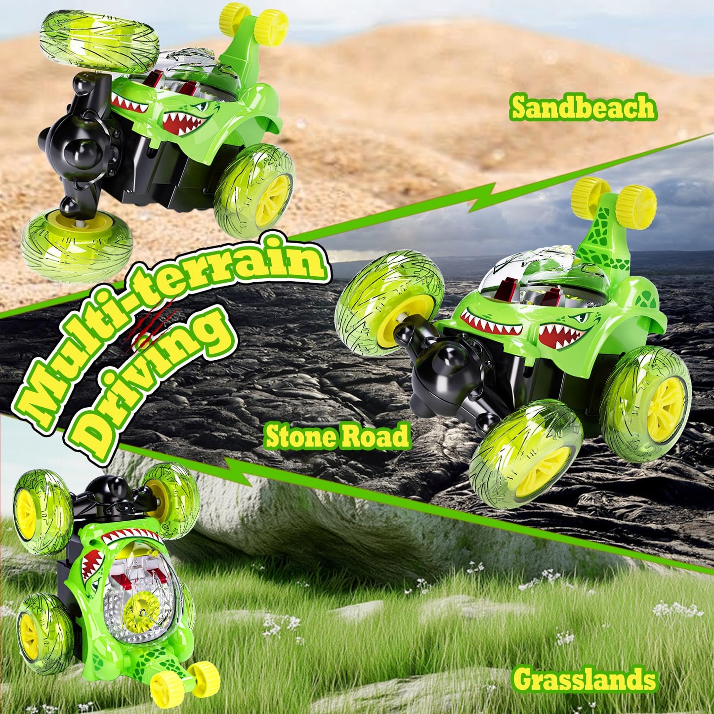 Hymaz Rc Stunt Car for Kids 3 4-7 8-12 Year Old, 4WD Remote Control Car with 360 Flips, 3D Lights & Music, Cool Boys Girls Recha