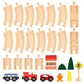 Figure 8 Railway Set, 28 Pieces - Wooden Train Track Set With Train Cars, Town Pieces, People And Tracks - Compatible With Major Wood Toy Trains - Games, Toys, Hobbies, And Activities For Family Fun