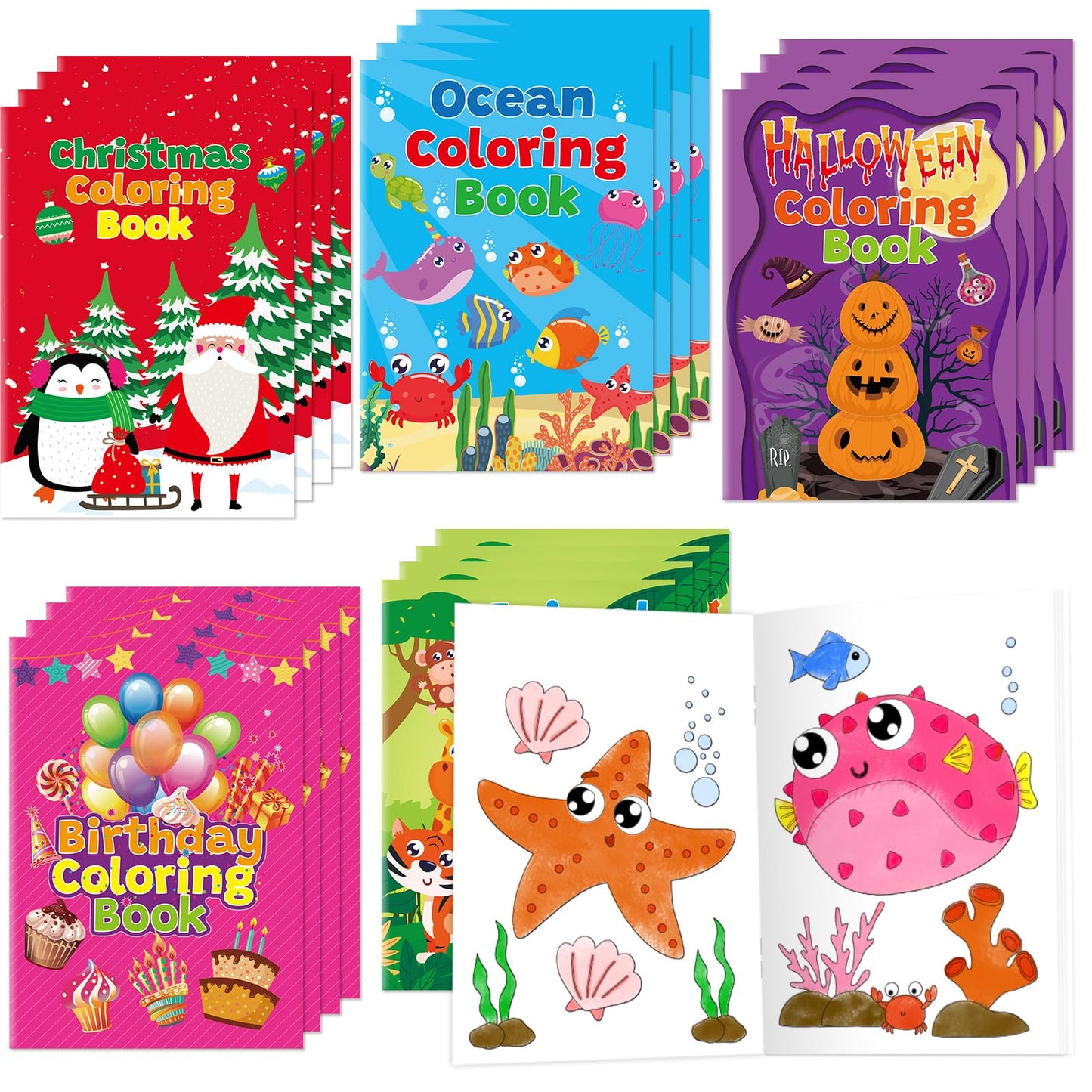 Small Holiday Coloring Books for Kids 24PCS Mini Coloring Crafts for Kids 2-4 4-8 Classroom Reward Family School Activities Hall