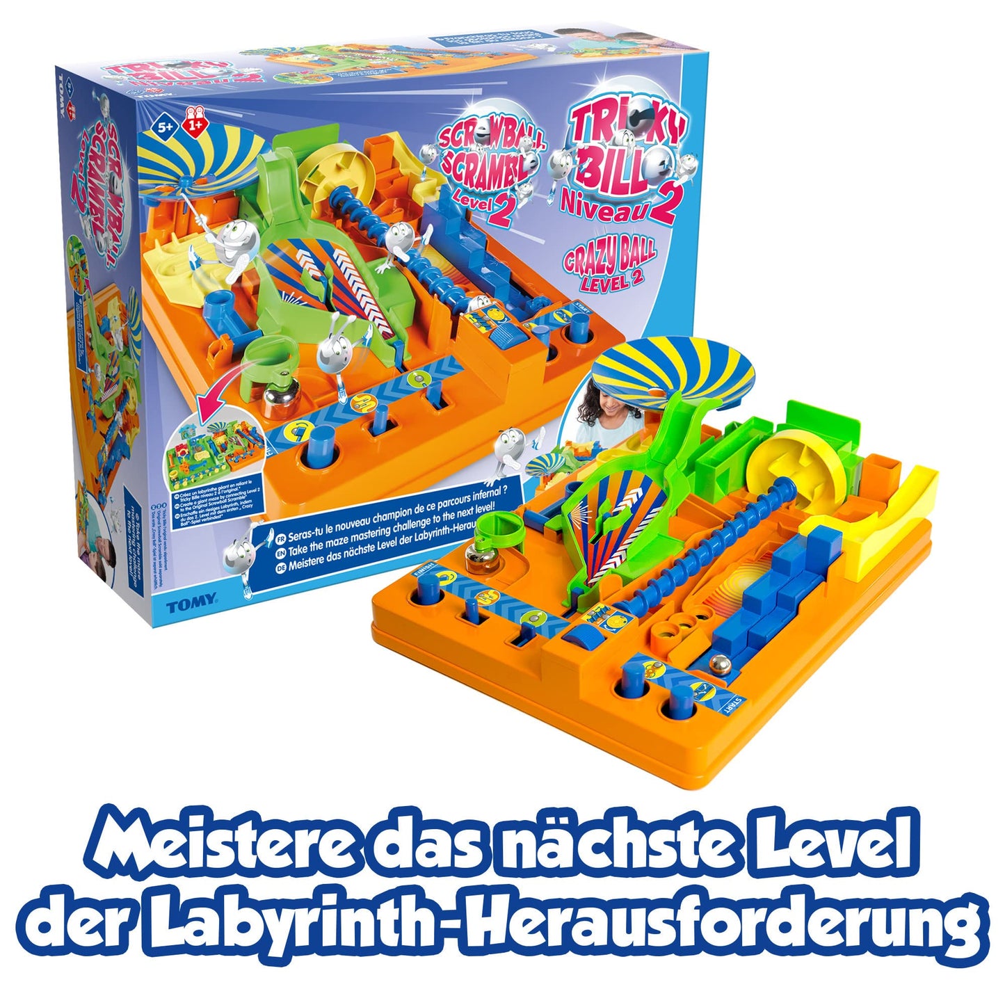 TOMY Screwball Scramble 2 Marble Run Game - Multicolored, Plastic, Ages 5+, Model T73109FR, Cooperative Board Game for Family Fun