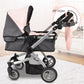 Dolls To Play Baby Doll Convertible Pram Stroller For Kids, Adjustable Handle Foldable Buggy Carriage With Canopy And Storage Ba