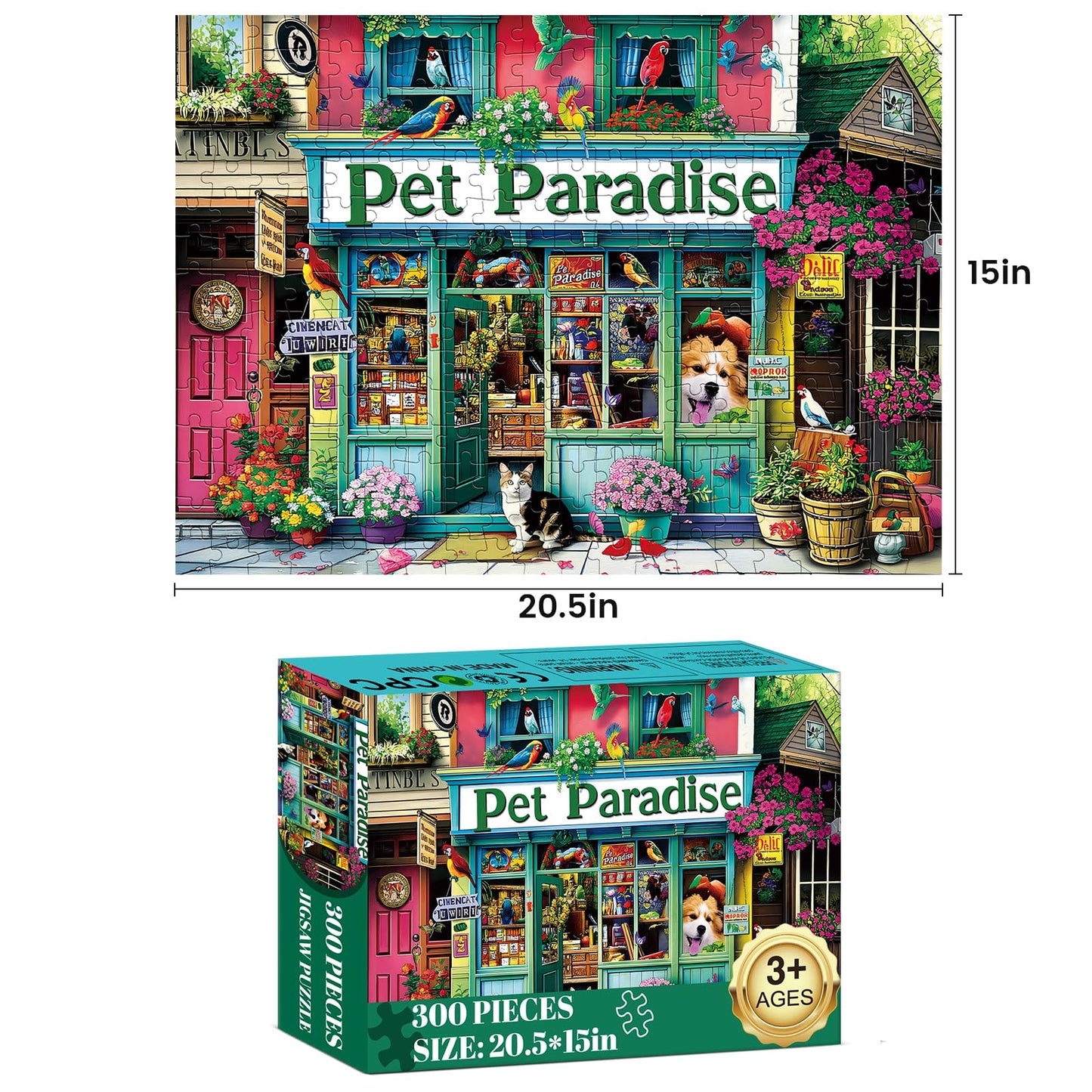 Jigsaw Puzzles for mature-themeds 300 Pieces Pet Store mature-themed Puzzles Animals Paper Puzzle with Large Poster Great Birthday Party Gift for mature-themed Children Elderly Challenging Family Activity 20.5 x 15 in
