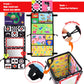 Tummy Time Floor Mirror With Crinkle Cloth Book And Teethers, Double-Sided Baby Mirror Black And White High Contrast Baby Toys,