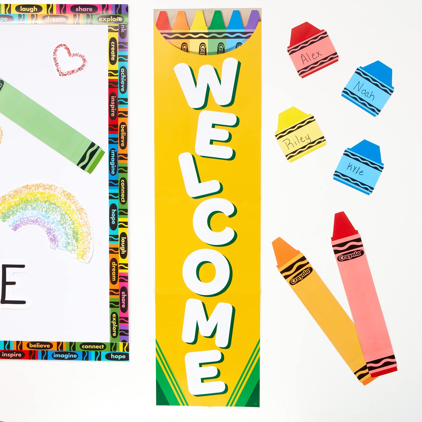 Eureka Crayola Crayons Door, Window, and Bulletin Board Go-Around Classroom Decorations for Teachers, 12 Pieces