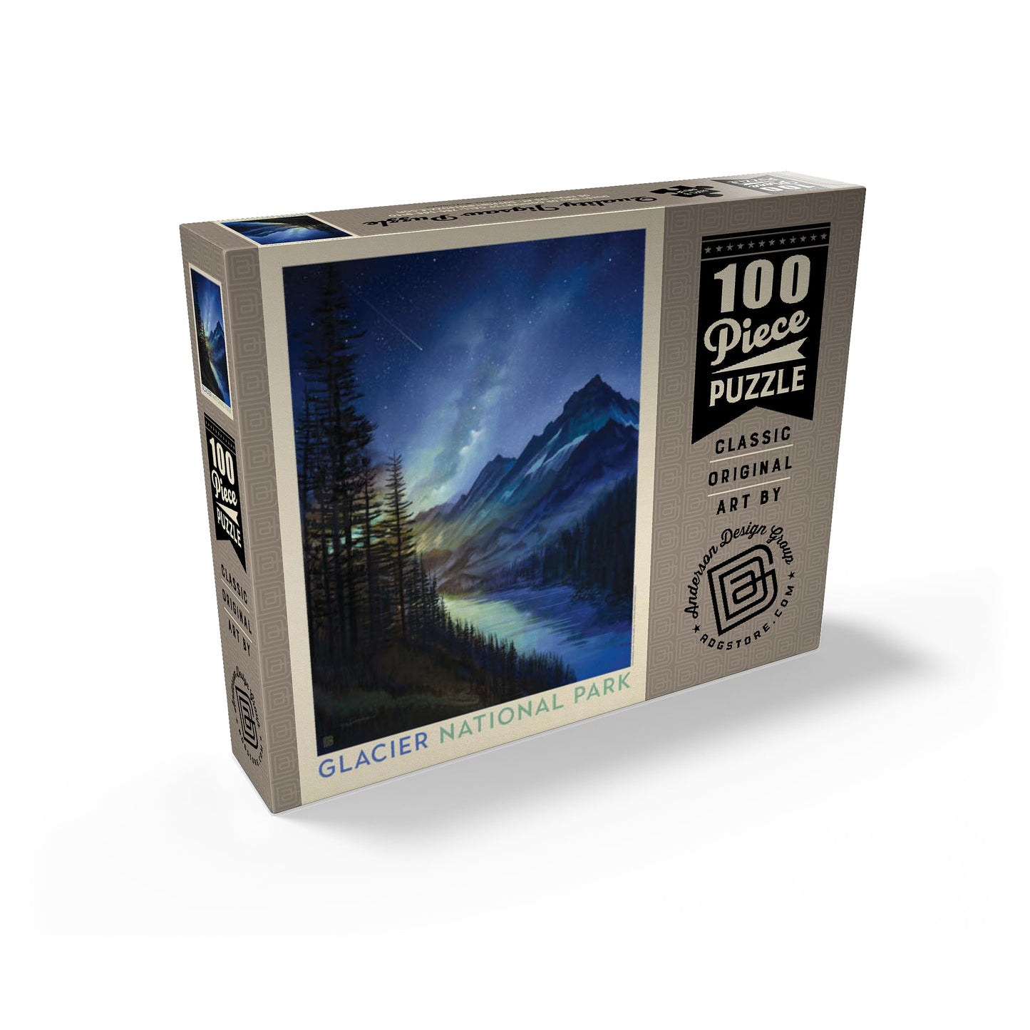 Mypuzzle Glacier National Park: Starlight, Vintage Poster - Premium 100 Piece Jigsaw Puzzle For Adults
