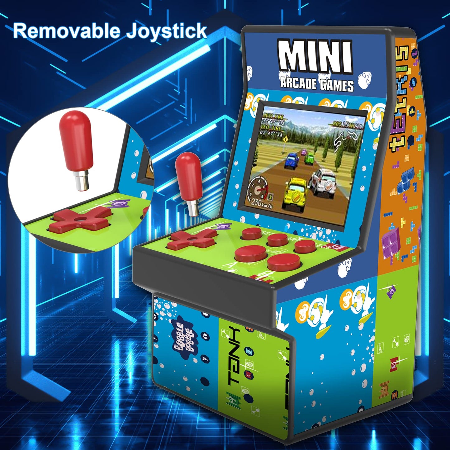 E-Mods Gaming Mini Arcade Games 2.8'' Large Screen Preloaded 200 Classic Mini Handheld Arcade Game Machine For Kids,Aa Battery