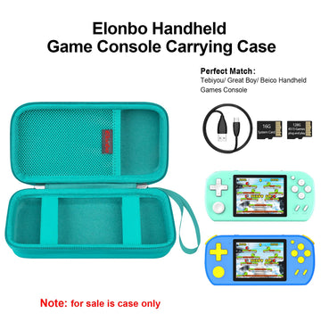 Elonbo Carrying Case for TEBIYOU/ Great Boy/ Beico Handheld Game Console Retro Video Games  Portable Gaming Player Travel Storage Cover  Mini Arcade Electronic Toy Holder Bag  Green+Inside Green