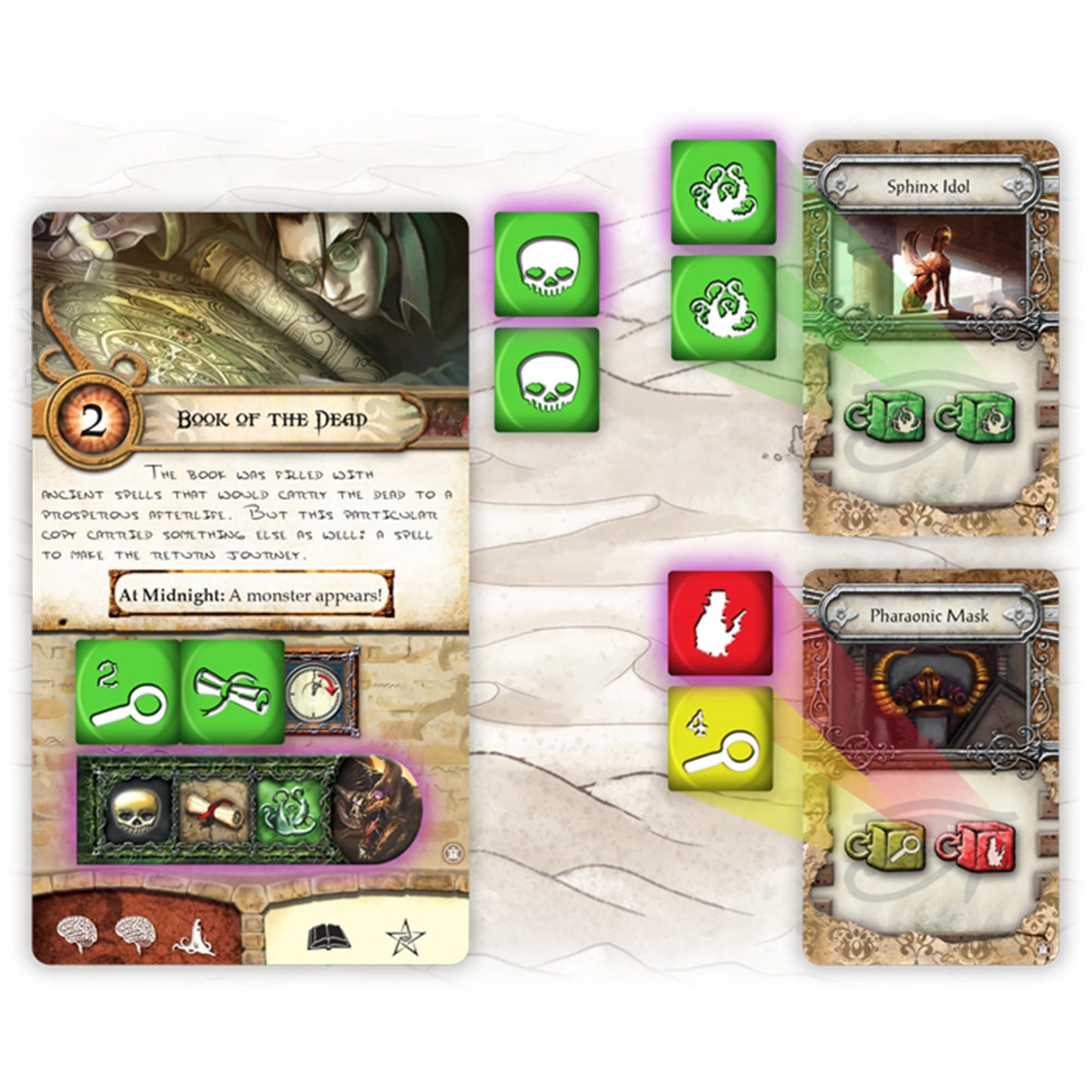 Elder Sign Omens Of The Pharaoh Board Game Expansion - Egyptian Adventure! Cooperative Horror Mystery Game, Ages 14+, 1-8 Player
