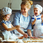 SATINIOR 8 Set Kids Apron and Chef Hat Set Kids Apron with 2 Pockets Adjustable for Boys Girl's Cooking Baking Painting (White,