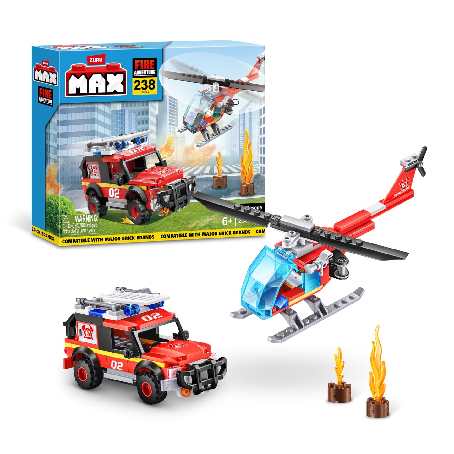 Max Build More Fire Station Play Set - 218-Piece Brick Box, Plastic, Model 83172
