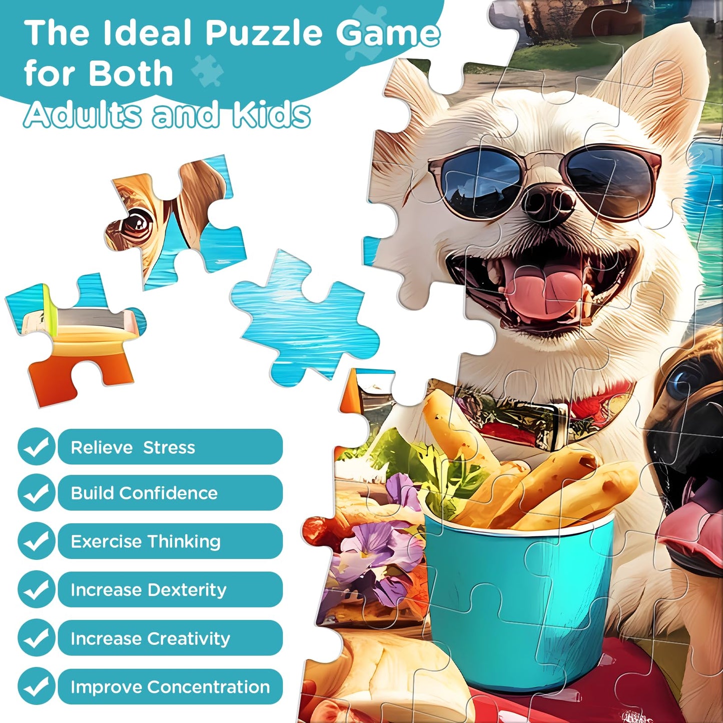 300 Piece Puzzles for mature-themeds Jigsaw Puzzles 300 Pieces Puppies Puzzle Games Animals Pet Puzzle Dog Puzzles for mature-themeds Kids Seniors enhanced Cardboard Family Activity Night Gift Toy 20.5x15in