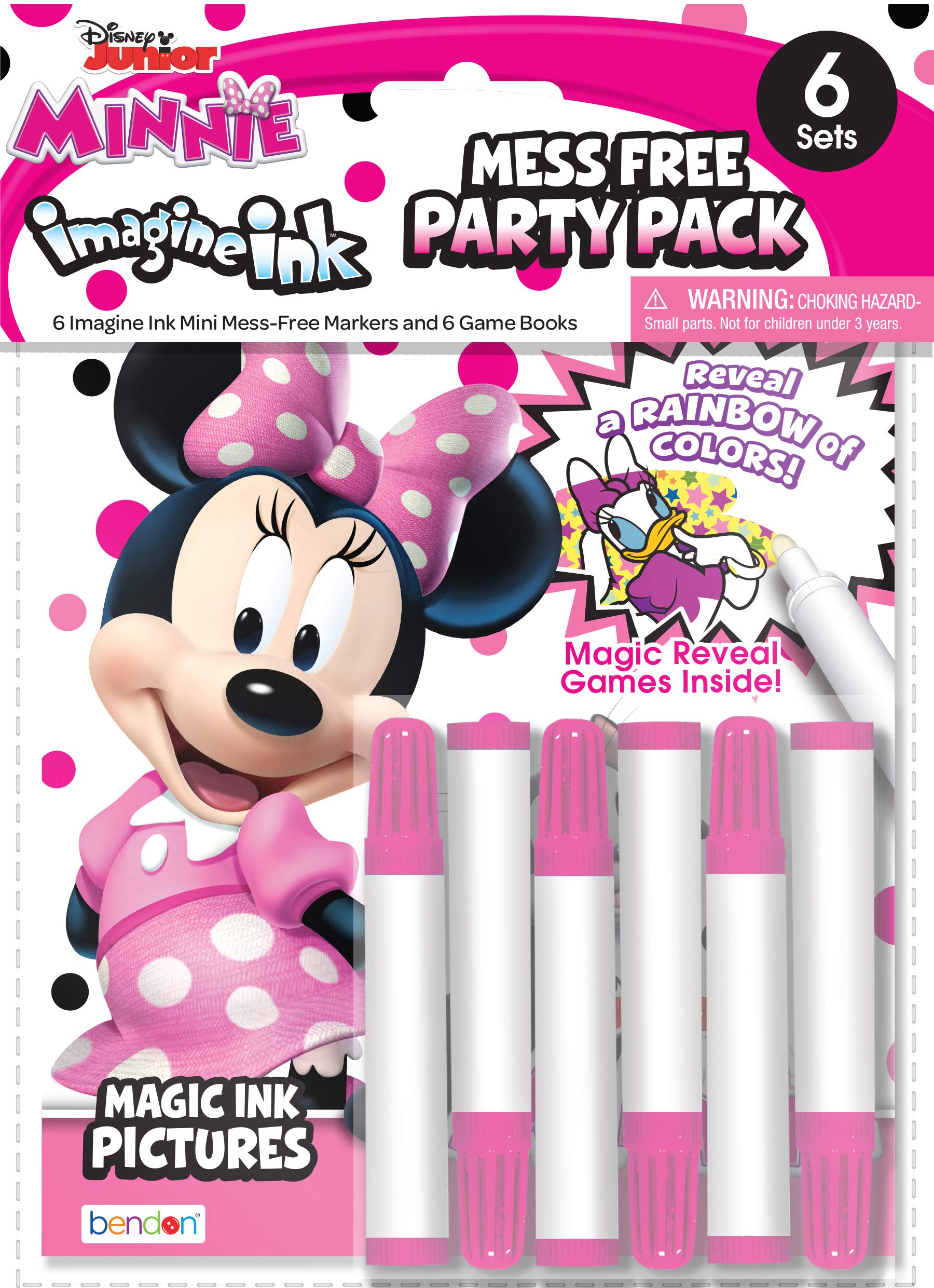 Bendon Minnie Mouse Imagine Ink Coloring Book 6-Pack Party Supplies 30222-TG, Multicolor