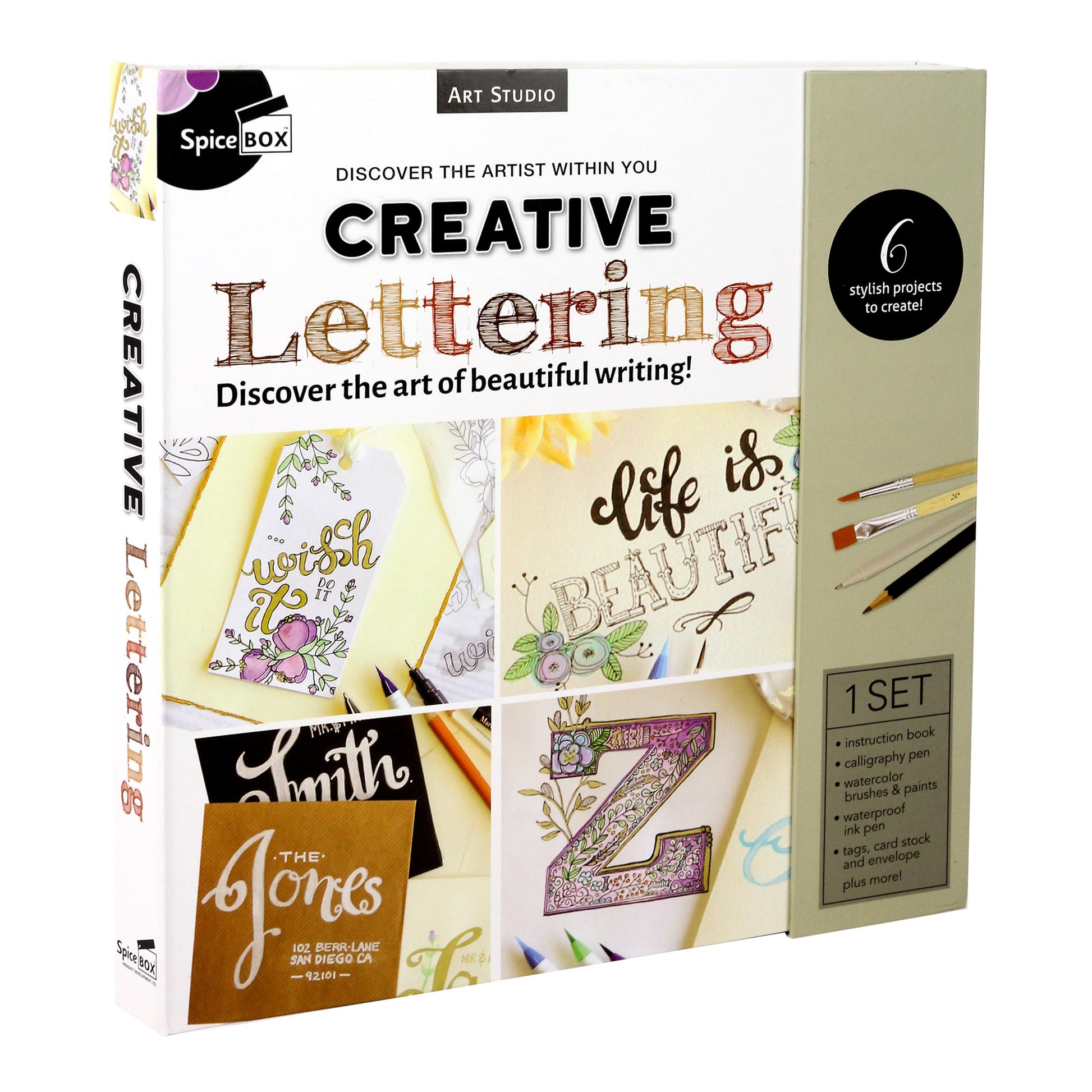 SpiceBox Creative Hand Lettering Kit, Learn Calligraphy Set with Workbook, Creative Simple Modern Letter Writing, Arts and Craft
