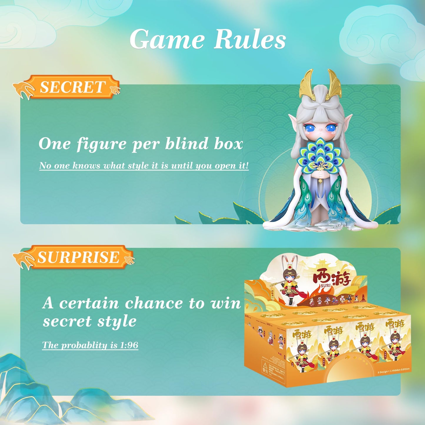 Wowood Blind Box Suri Journey To The West Series, 1Pc Exclusive Cute Figure Box, Popular Collectible Toy Action Figure