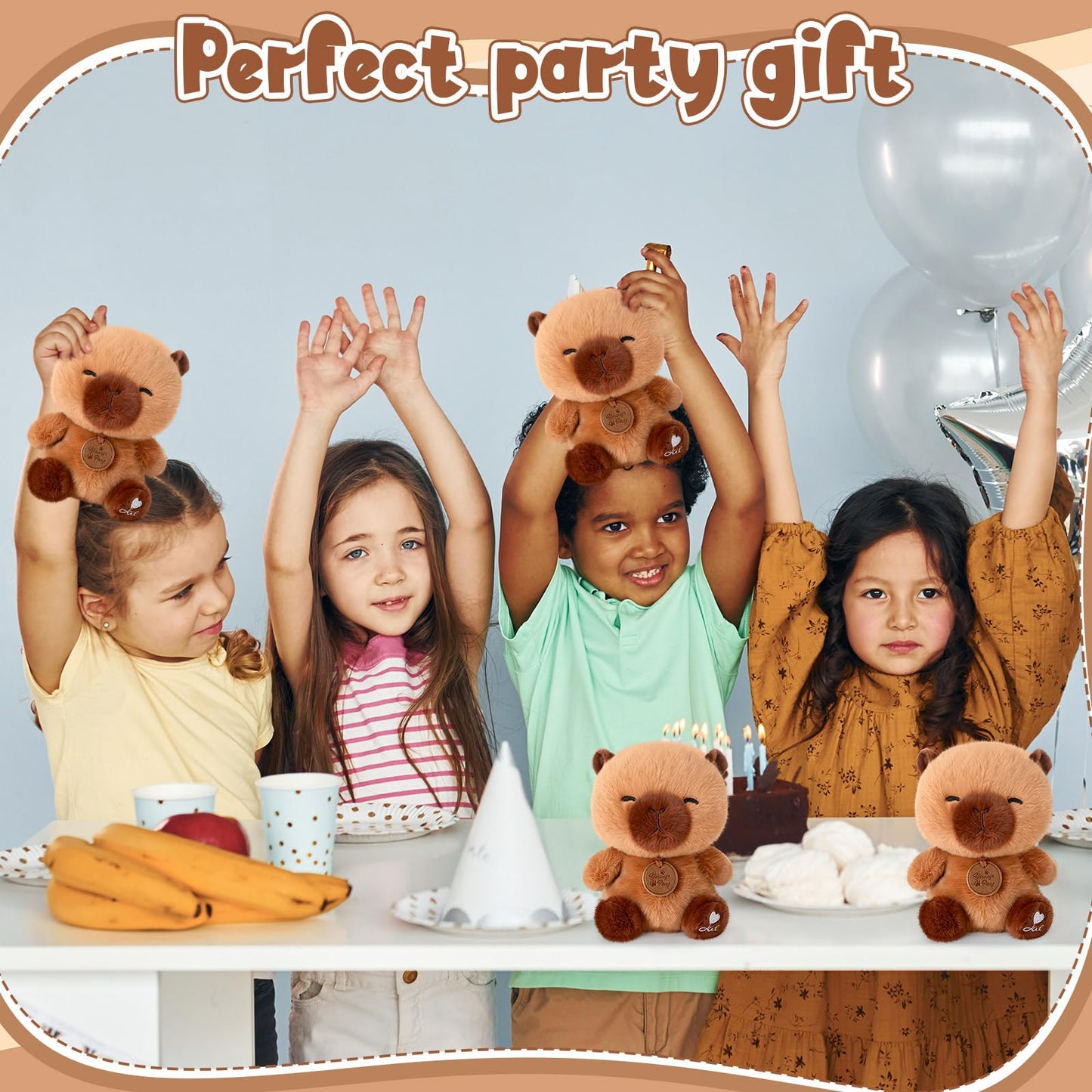 Aoriher 4 Pcs Capybara Stuffed Animal Mini Plush Capybara Gift Small Plushies Doll Birthday Gift Plush Set for Animal Theme Part