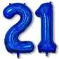 21St Birthday Balloons For Boys, Large Dark Blue Foil Number 21 Balloons, Navy Royal Blue Self Inflating Helium Globos Azules Ma