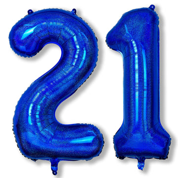 21St Birthday Balloons For Boys, Large Dark Blue Foil Number 21 Balloons, Navy Royal Blue Self Inflating Helium Globos Azules Ma