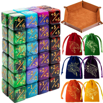 Magic The Gathering Counter Dice Set 48 Pcs D6 MTG Dice Life Counters Tokens Dice for Magic Card Game Accessories with 6 Pcs Dra