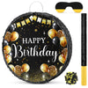 Sinmoe Birthday Piata with Stick Blindfold and Confetti for Boys Girls Men Women Birthday Party Supplies(Black and Gold)