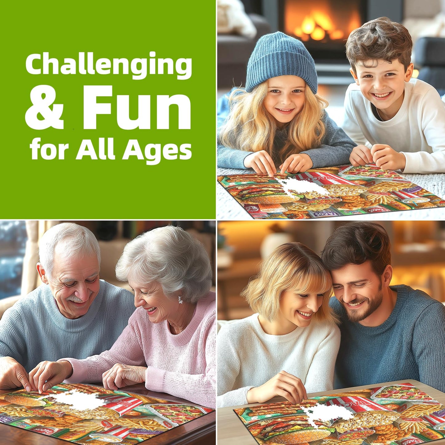 1000 Piece Puzzles For Adults Clearance, Super Delicious Food Burger & Fries Puzzle For Adults, Hard Challenge Art Jigsaw Puzzle