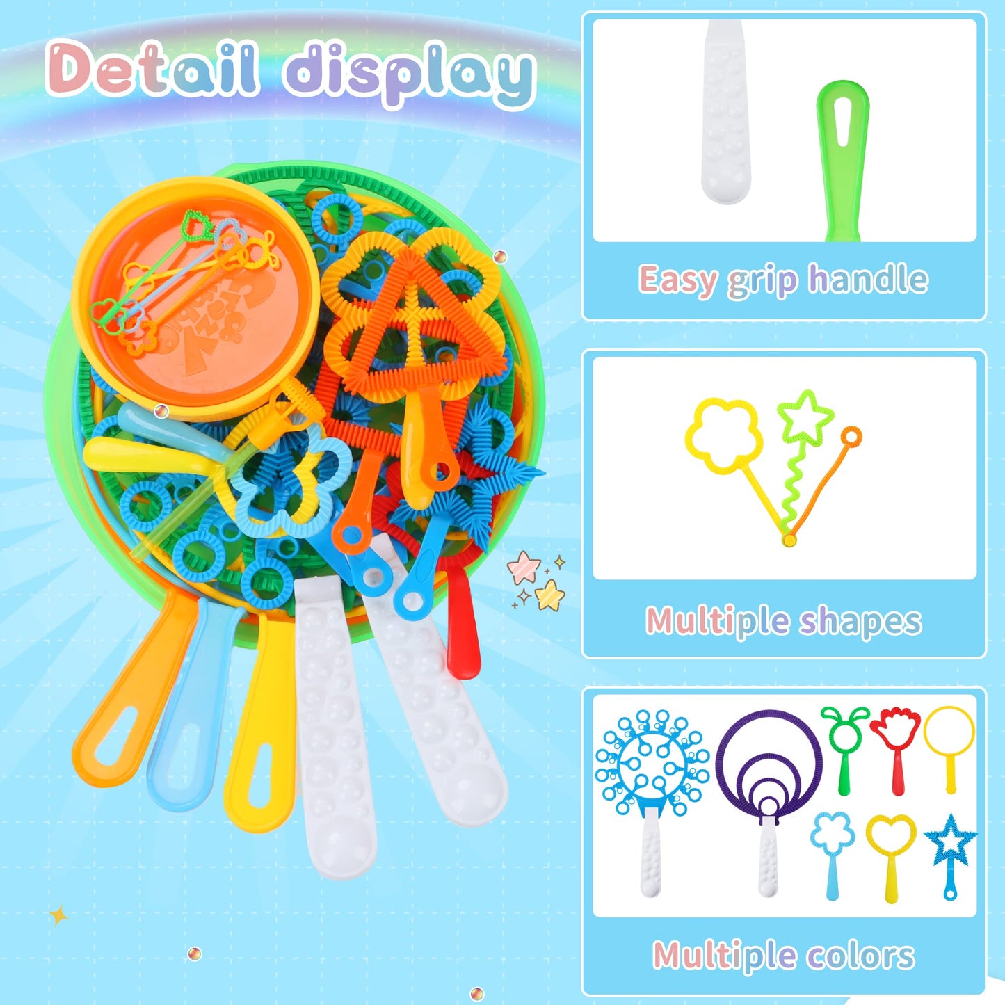 Oun Nana Bubble Wands Set, 38 Pcs Large Bubble Wands With Tray For Kids, Giant Bubble Wands Bubble Makers Bulk For Kids Summer Outdoor Bubble Party Favors