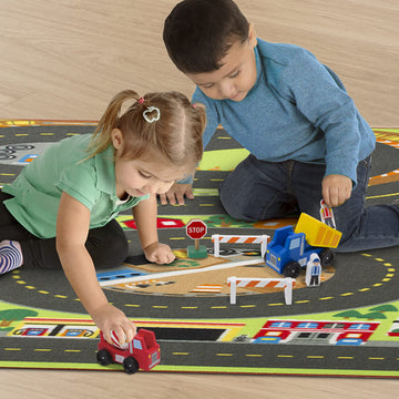 Melissa & Doug Jumbo Roadway Activity Rug With 4 Wooden Traffic Signs (79 X 58 Inches)