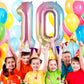 Rainbow Gradient Number 0 Balloon, 40 Inch Big Large Foil Number Balloons, Jumbo Mylar Number 0 Balloons For Birthday Party Deco