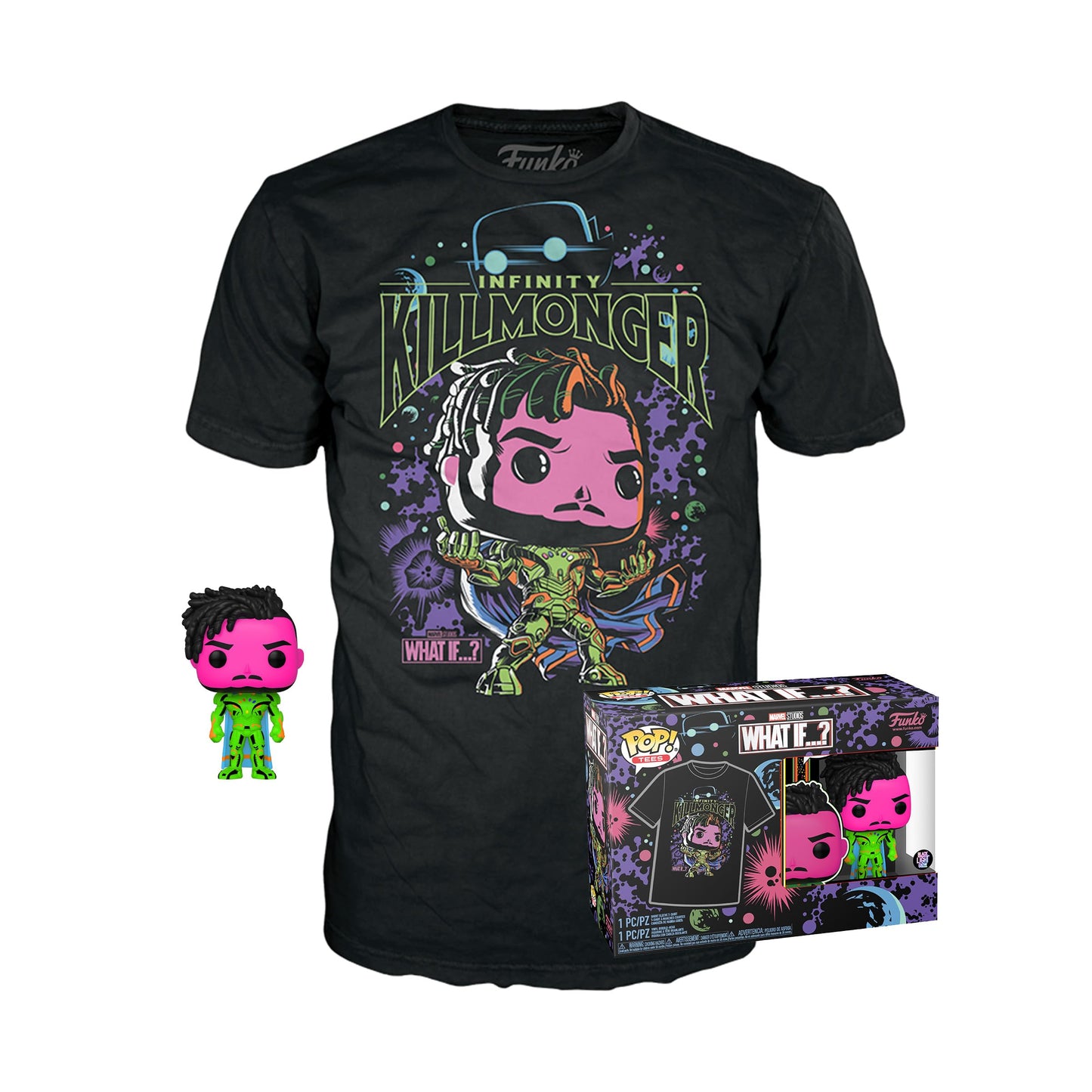 Funko Pop! & Tee: What If - Killmonger - Large - (L) - Anything Goes - T-Shirt - Clothes With Collectable Vinyl Figure - Gift Id