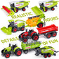 Oriate Farm Tractor Set, 34-Piece Die Cast Vehicle Playset, Large 4.8" Toys with Farm Mat, Metal, Model SQ80204