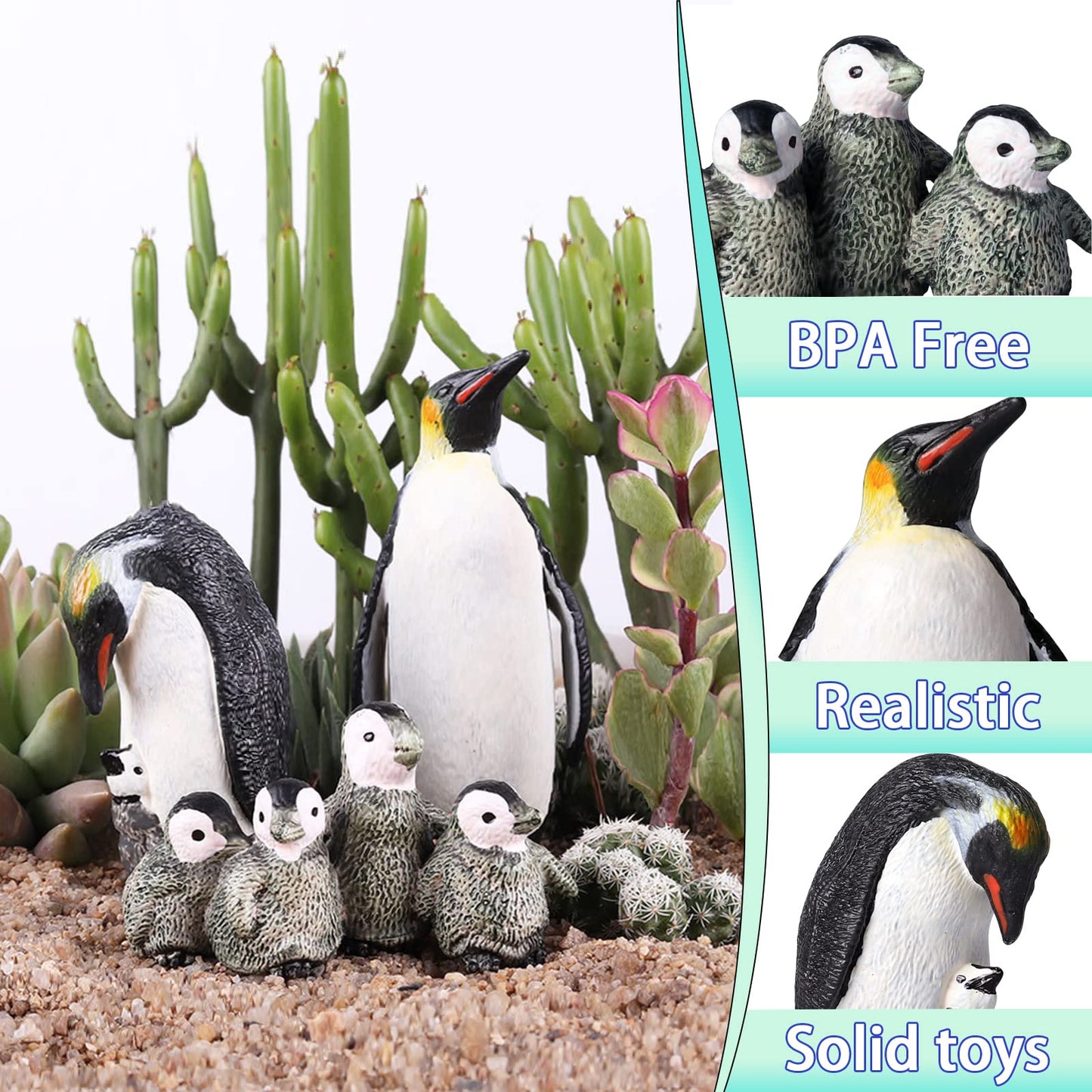 Eoivsh 12Pcs Plastic Polar Animals Toy Figures, Realistic Arctic Animal Figurines For Kids, Education Sea Creature Toys Set With Polar Bear Family Emperor Penguin Family Arctic Fox Wolf