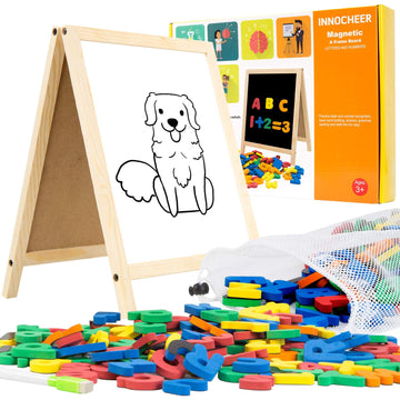 Innocheer Magnetic Letters And Numbers For Toddlers, Magnetic Board For Kids, Abc Alphabet Magnets, Educational Dry Erase Board - Whiteboard & Chalkboard For Toddlers Writing & Drawing Kids Toys