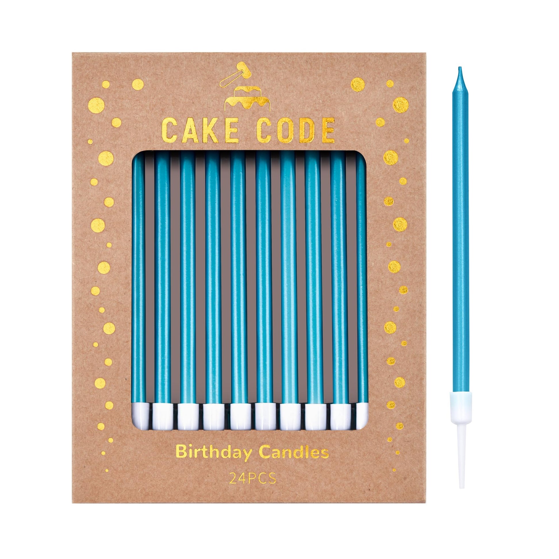 CAKE CODE 24-Count Blue Long Thin Birthday Candles, Cake Candles, Birthday Parties, Wedding Decorations, Party Candles