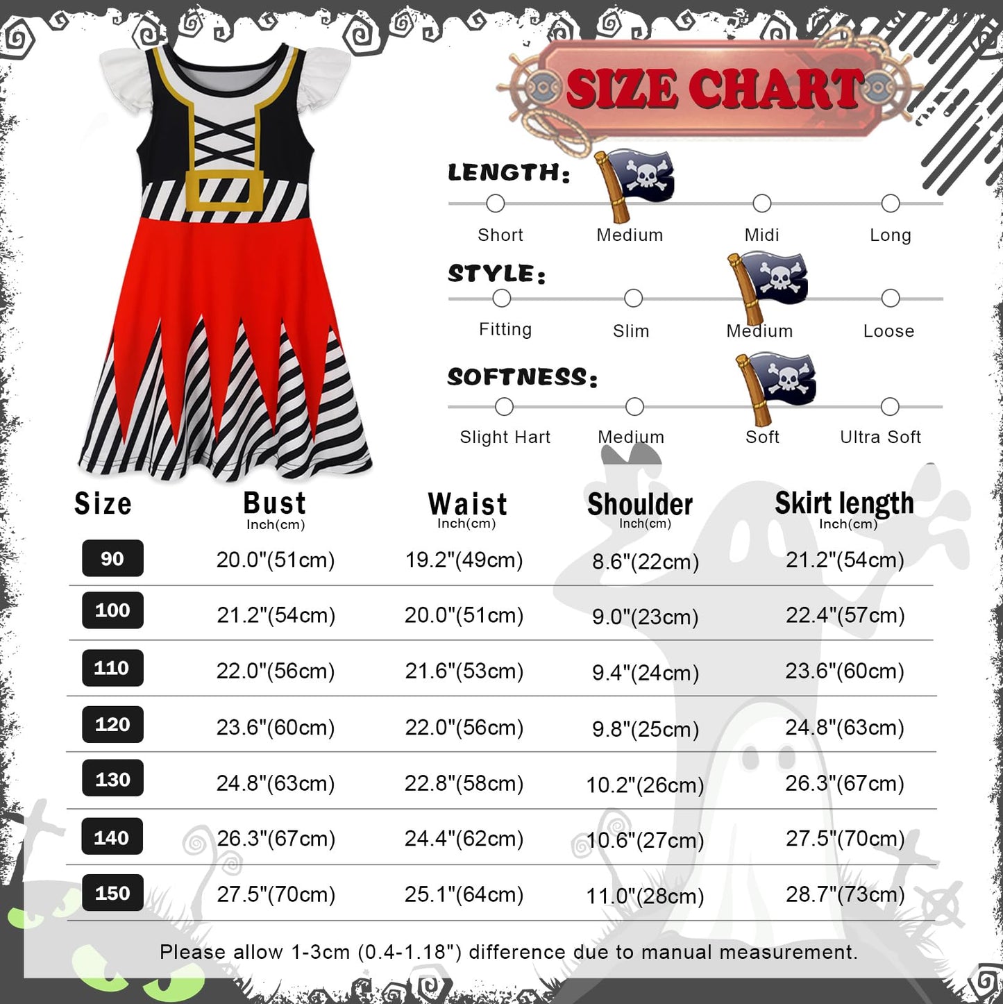 Eledobby Buccaneer Dress For Girls Pirate Costume Halloween Outfits Birthday Party Cosplay Dresses