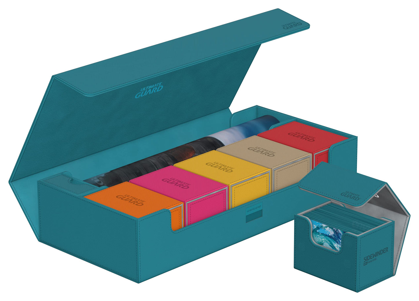 Ultimate Guard Superhive 550+, Deck Case For 550 Double-Sleeved Tcg Cards, Petrol, Compatible With Boulders, Magnetic Closure & Microfiber Lining