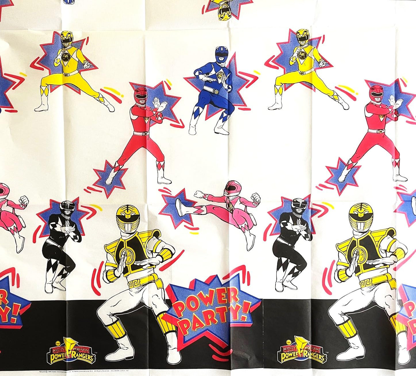 MIGHTY MORPHIN POWER RANGERS Party Decoration Paper Table Cover 54 x 89 1/2 (Officially Licensed Dated 1995)