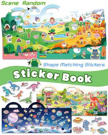 Walenced Jelly Reusable Sticker Book For Toddlers 2-4 Years, 3 Sets Stickers For Kids, Toddler Sticker Book Ages 1-3, 96 Pcs Tod