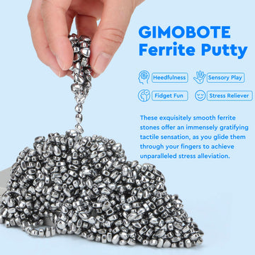 Gimobote Original 1000+ Ferrite Putty Silver, Fidget Toy Ferrite Rocks For Stress Relief, Sensory Toy For Adults & Teens 14+, Fe