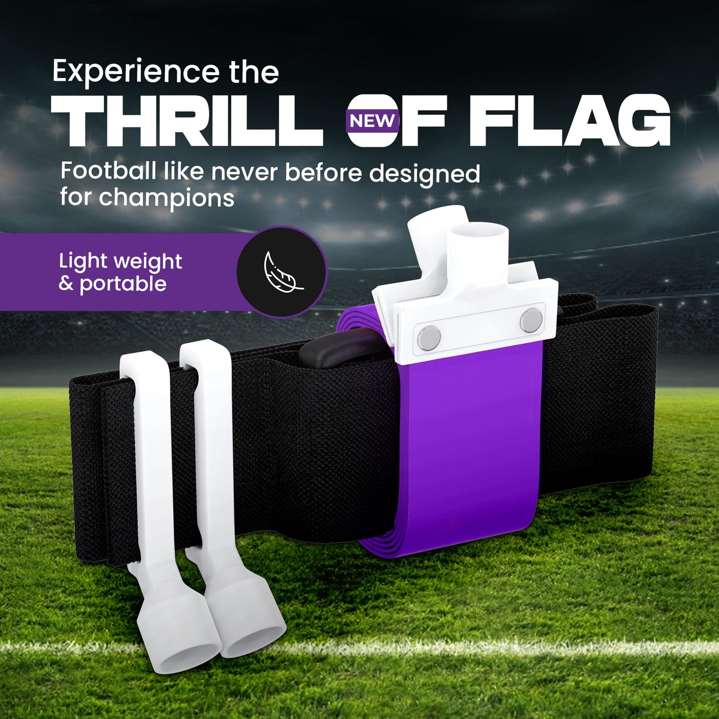 Gameday 6 Player Pop Flag Football Set-Complete w/Flags, Belts and carry Backpack (Purple)