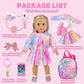 Unicorn Element American 18 Inch Doll Clothes And Accessories Makeup Playset Include 18 Inch Doll Clothes, Skirt, Backpack, Bracelet, Hair Clip, Phone And Makeup Sets(No Doll And Shoes)