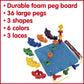 Edxeducation Geo Pegs And Peg Board Set - 36 Pegs In 3 Shapes And 6 Colors + 3 Laces - Ages 18M+ - Homeschool Supplies For Presc