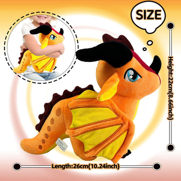 Kobataro Wings Dragon Plush Stuffed Animal Plushies Toys Cute Fire Dragon Stuffy For Kids Boys Girls For Aged 3+(Red)