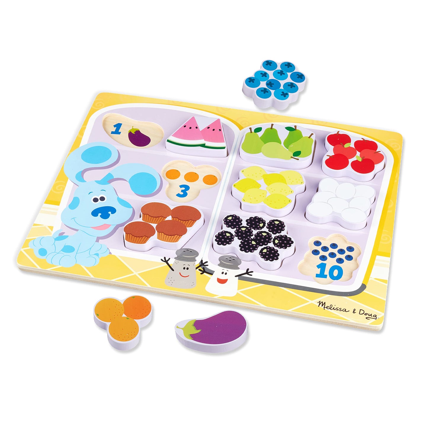 Melissa & Doug Blues Clues & You! Wooden Chunky Puzzle - Fridge Food (10 Pieces)