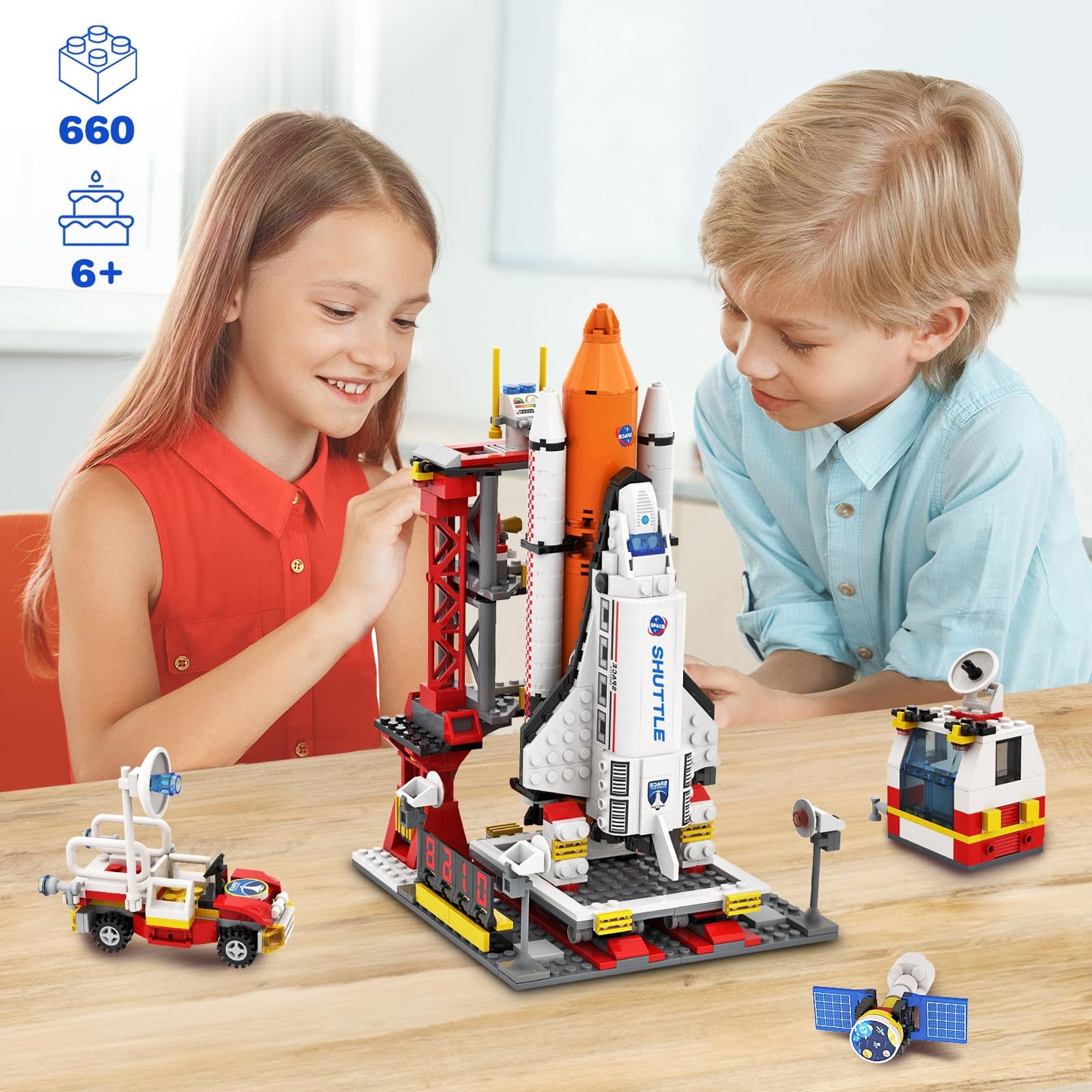 Wishlife City Space Exploration Shuttle Toy - Building Blocks Sets For 6 7 8 9 10 11 12 Year Old Boys Girls, Mars Rover, Launcher, Satellite, Aerospace Spaceship Toys Gifts For Kids Age 6-12 (660 Pcs)
