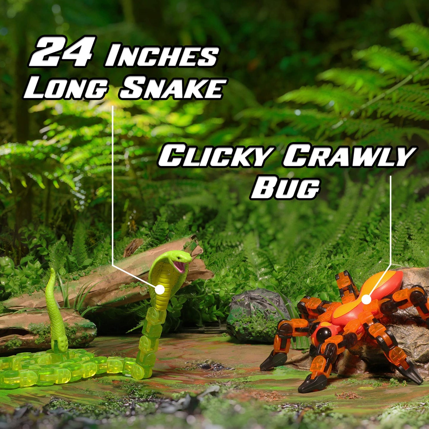 Zing Klixx Creaturez Combo Pack - Create Stop Motion Animation, Snap And Click Fidget Toys For Stress Relief, Great For Kids Ages 4 And Up (Fire Ant + Cobra)