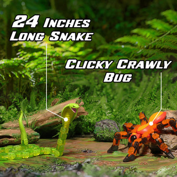 Zing Klixx Creaturez Combo Pack - Create Stop Motion Animation, Snap And Click Fidget Toys For Stress Relief, Great For Kids Ages 4 And Up (Fire Ant + Cobra)