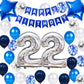 22Nd Birthday Party Decoration Blue For Him, Happy Birthday Banner Blue Number 22 Birthday Star Foil Balloons Latex Confetti Bal