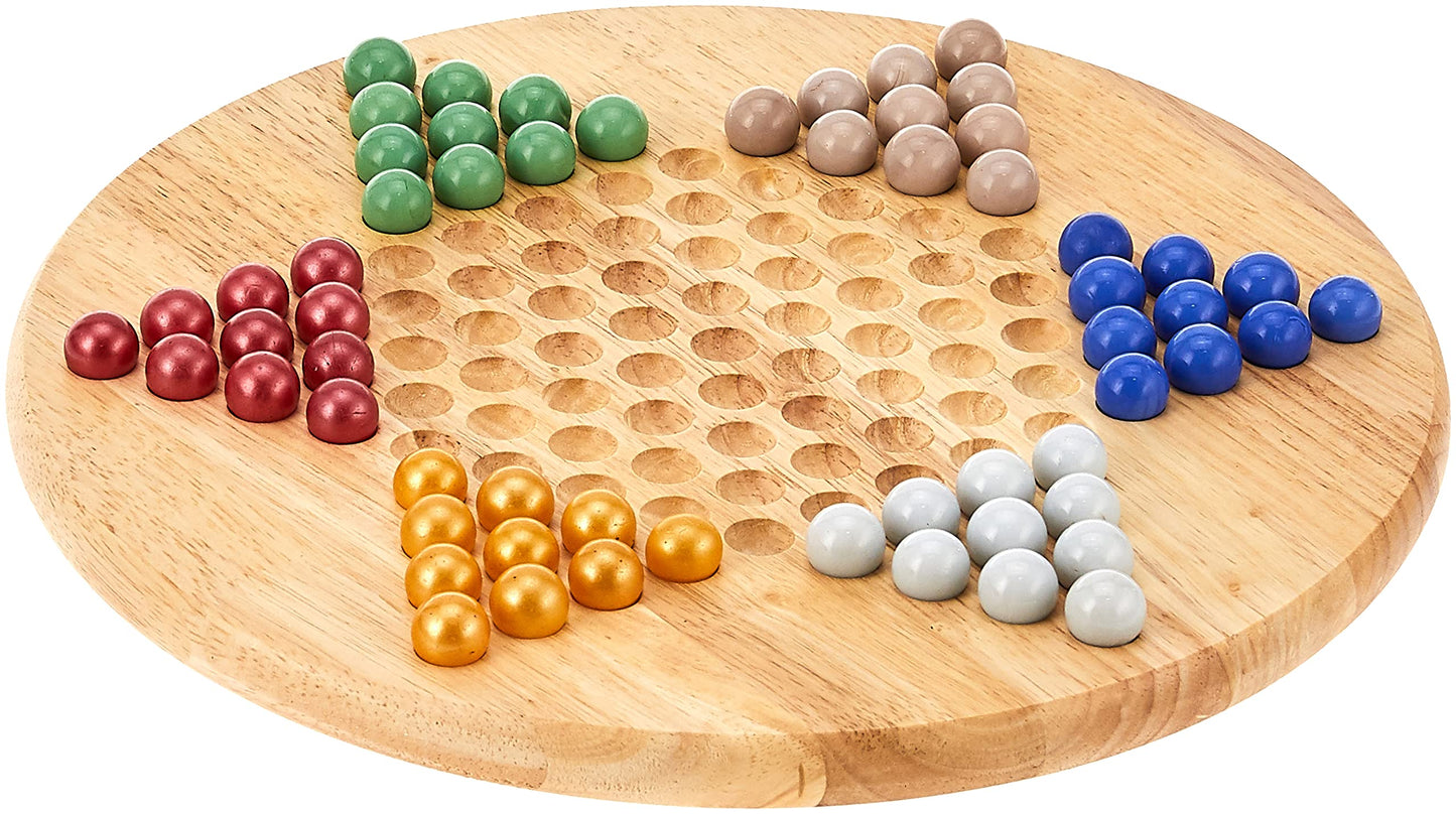 Classic Game Collection Chinese Checkers - Medium Multi-color Wood Set, Model H-7500