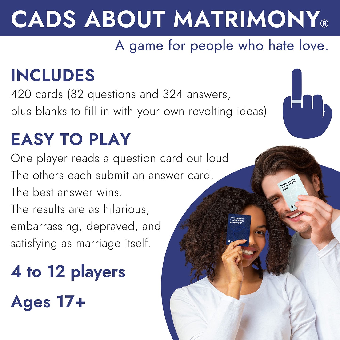 Cads About Matrimony Fun Adult Card Games for Couples, Date Nights, Medium Blue, Cardboard, 4+ Players, Ages 17+