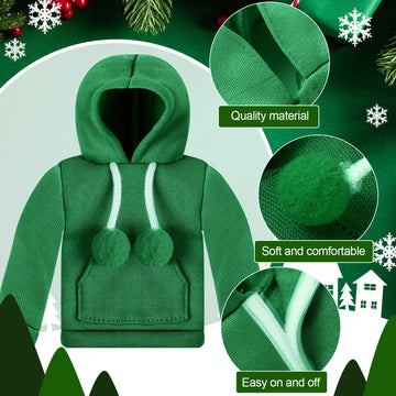 Meooeck 6 Pieces Christmas Elf Accessories Set Including 2 Holiday Elf Doll Clothes Outfit, And 4 Elf Doll Novelty Elf Accessori