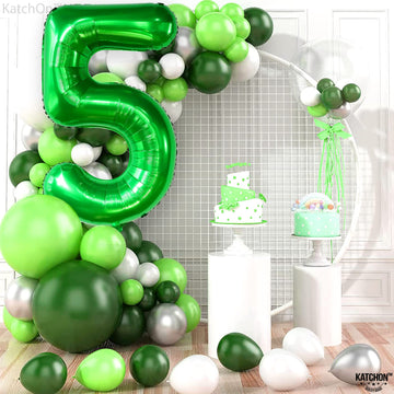Katchon, Big, Green Five Balloon Number - 40 Inch | Green Number 5 Balloon, 5Th Birthday Decorations For Boys | 5 Year Old Balloon, 5 Year Old Boy Birthday Decorations | Dinosaur Birthday Decorations